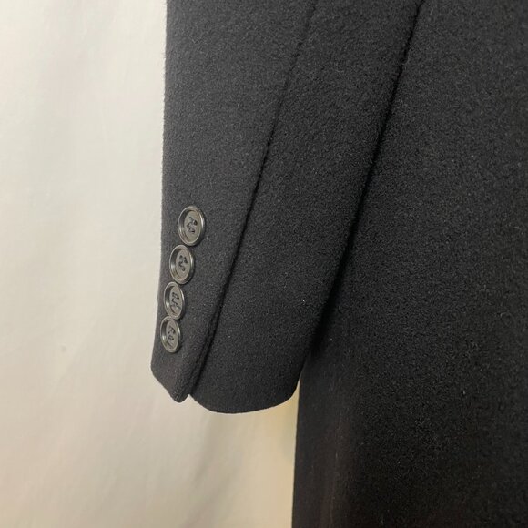 Calvin Klein Maxi Coat Size 12 Vintage 80's Black Double Breast Belt Merino Wool - Picture 8 of 15